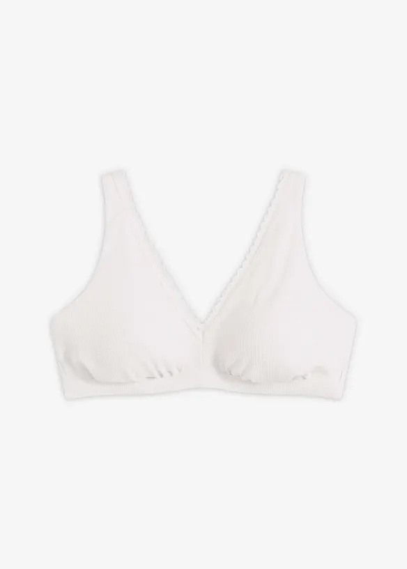 Soutien-gorge bralette rembourr&eacute; en coton c&ocirc;tel&eacute;, sans armatures, bonprix