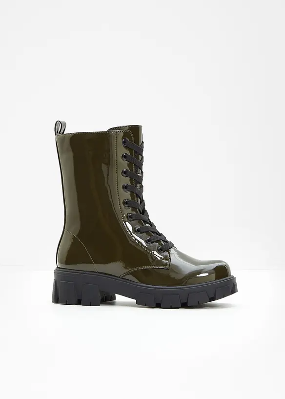 Boots à lacets vernies, bonprix