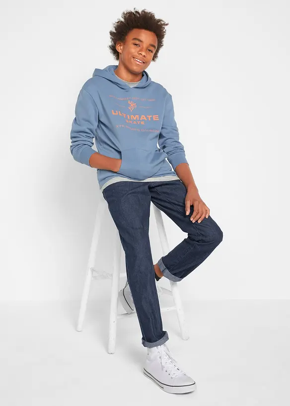 Lot de 3 pantalons regular à taille élastiquée, droit, 100% coton, bonprix