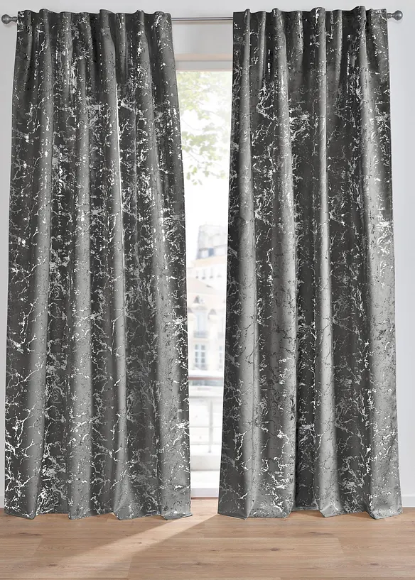 Rideau occultant toucher velours &agrave; imprim&eacute; brillant (1 pce), bonprix