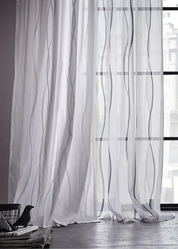 Voilage avec imprim&eacute; vague (1 pce), bonprix