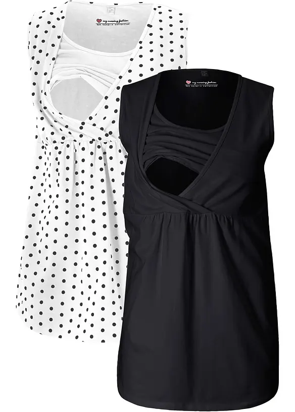 Lot de 2 tops de grossesse/d’allaitement, bonprix