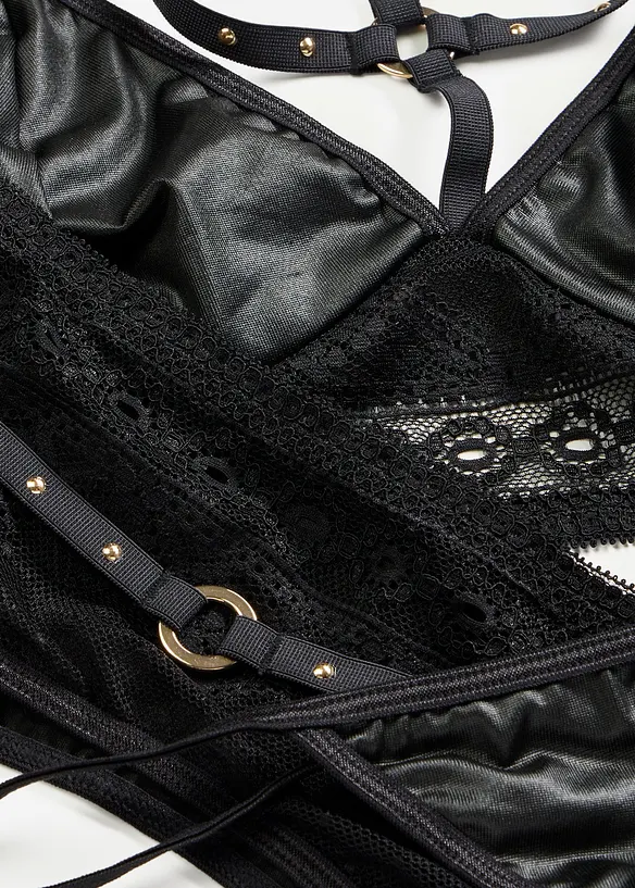 Brassi&egrave;re, string, porte-jarretelles wetlook (ens. 3 pces), bonprix