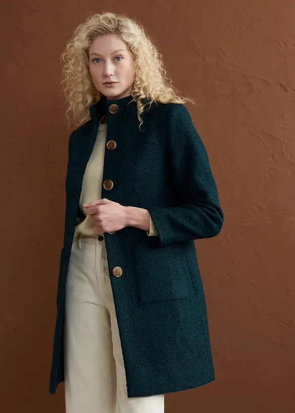 Manteau en boucl&eacute; avec poches, bonprix