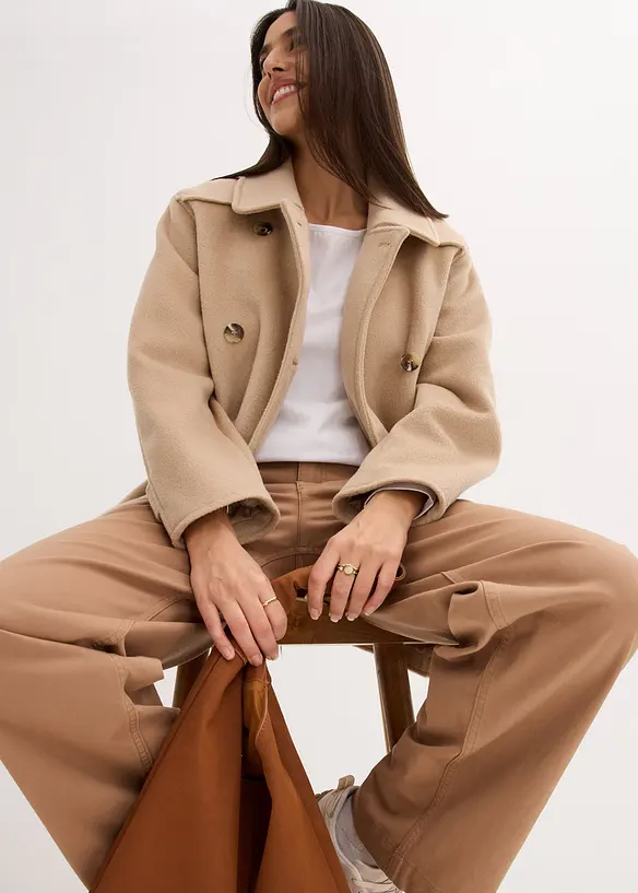 Manteau caban aspect laine, bonprix