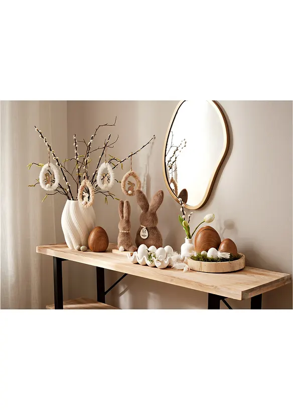 Objet déco Lot de 3 œufs de Pâques aspect bois, bonprix