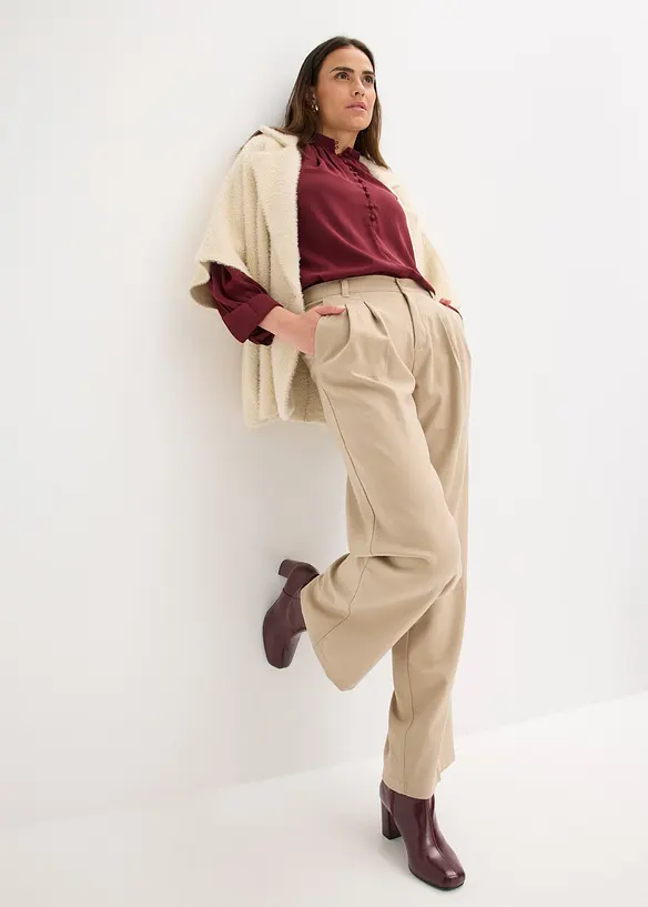 Pantalon large &agrave; pinces, bonprix