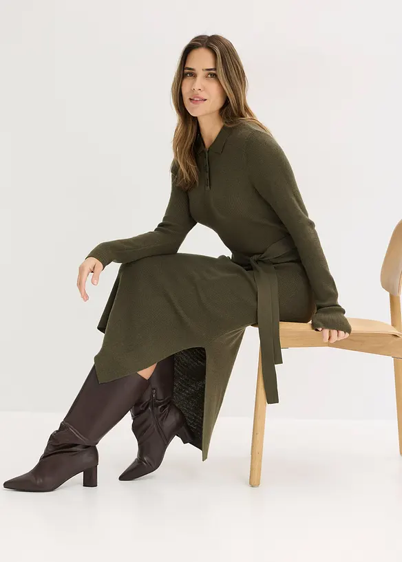 Robe en maille c&ocirc;tel&eacute;e, bonprix