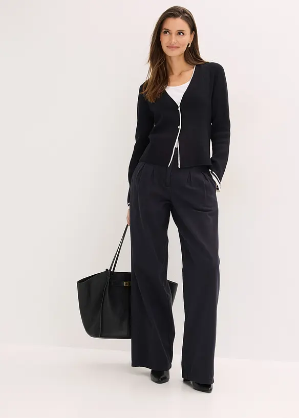 Gilet en maille c&ocirc;tel&eacute;e, bonprix