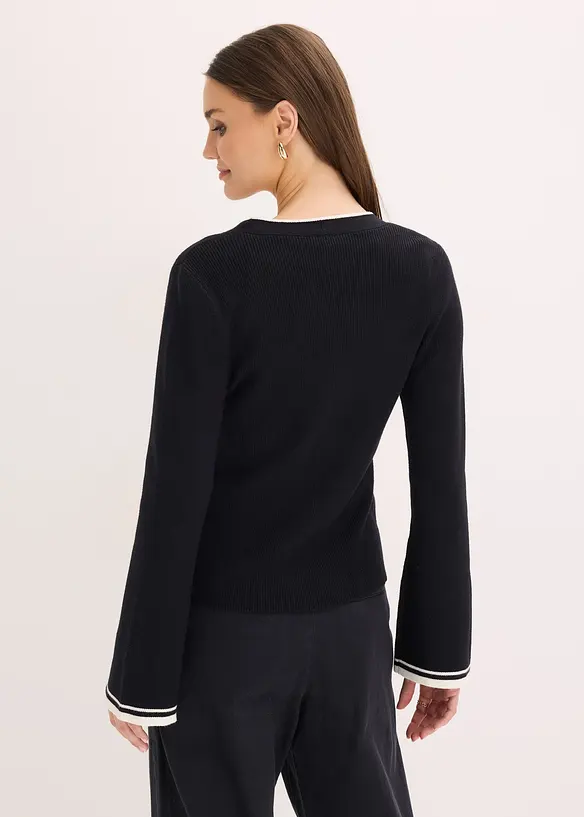 Gilet en maille c&ocirc;tel&eacute;e, bonprix