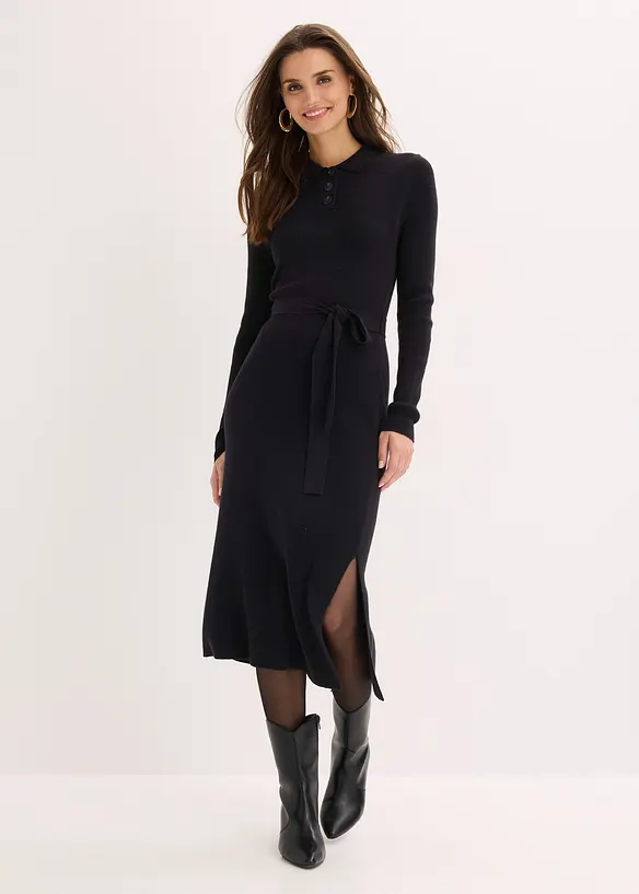 Robe en maille c&ocirc;tel&eacute;e, bonprix