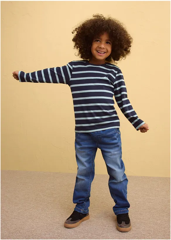 Lot de 2 T-shirts manches longues 100% coton, bonprix