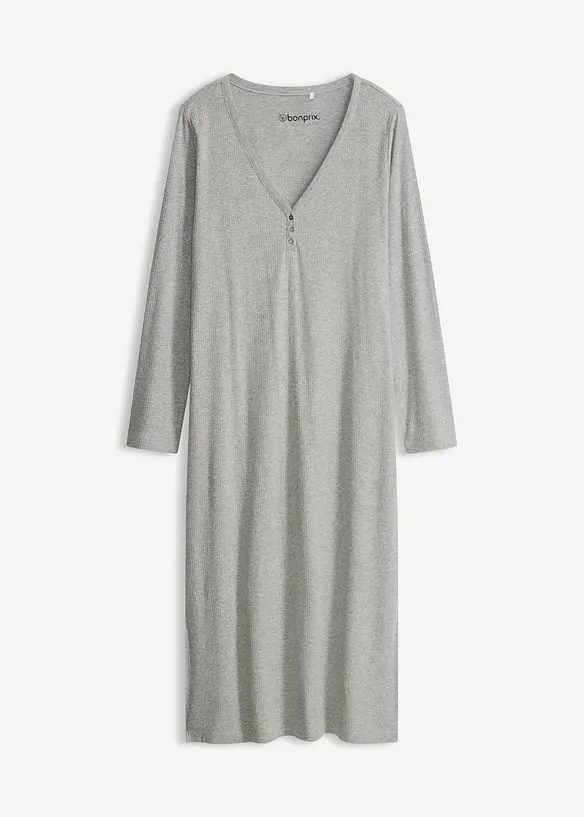 Chemise de nuit en mati&egrave;re c&ocirc;tel&eacute;e avec boutons, bonprix