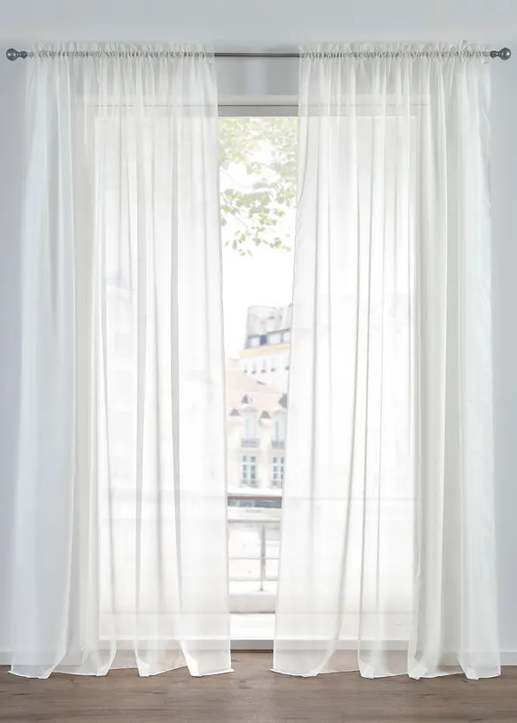 Lot de 2 voilages en tissu l&eacute;ger avec coulisse passe-tringle, bonprix