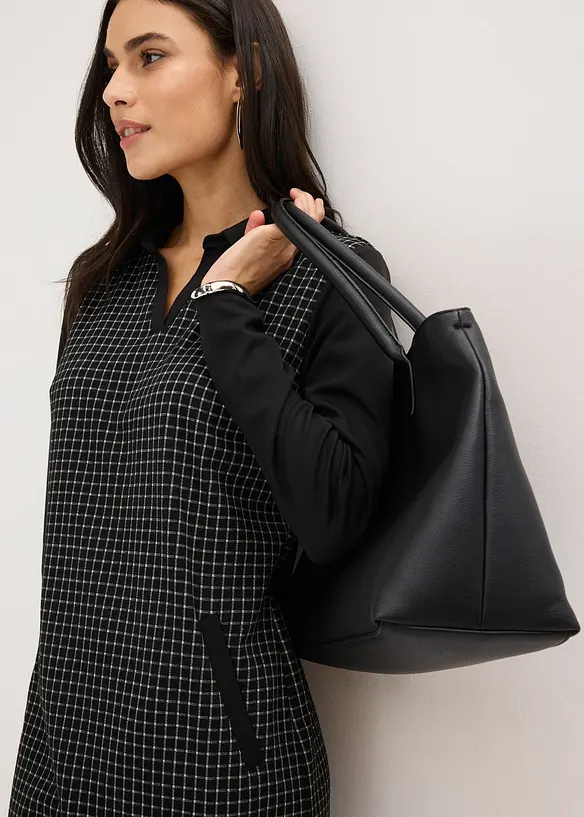 Robe en jacquard &agrave; col contrastant, bonprix