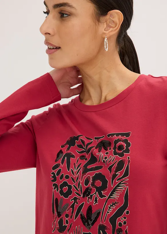 T-shirt manches longues en coton extensible, bonprix