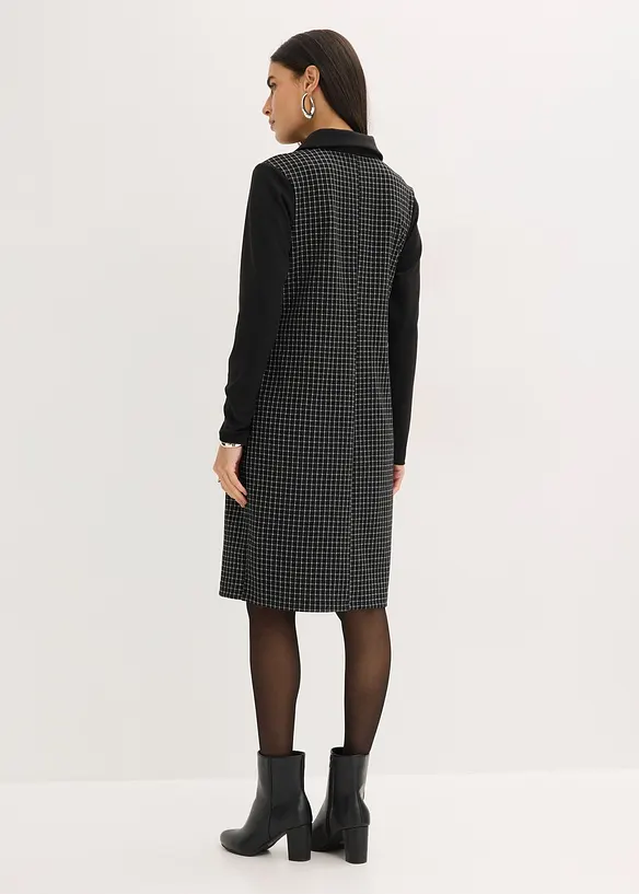 Robe en jacquard &agrave; col contrastant, bonprix