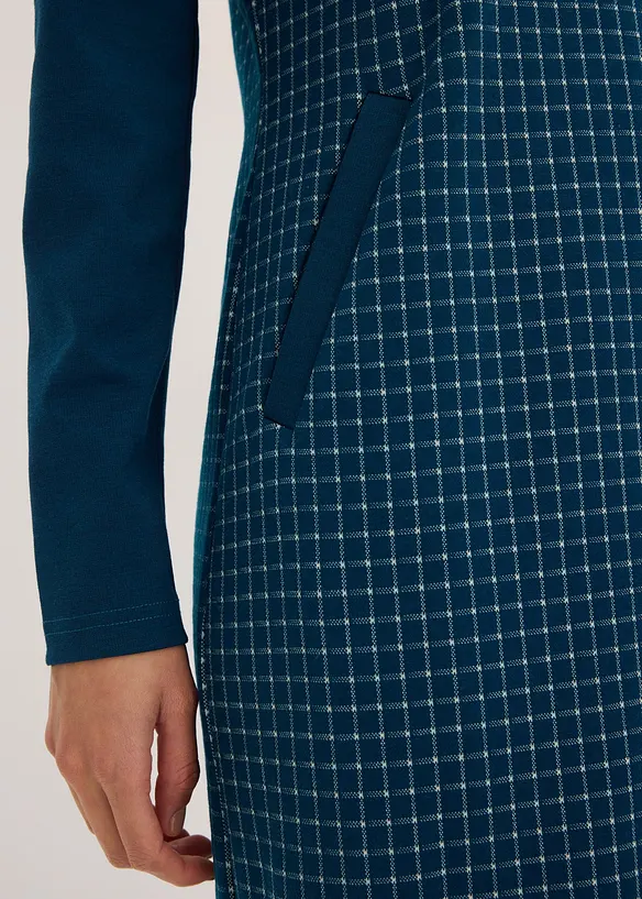 Robe en jacquard &agrave; col contrastant, bonprix