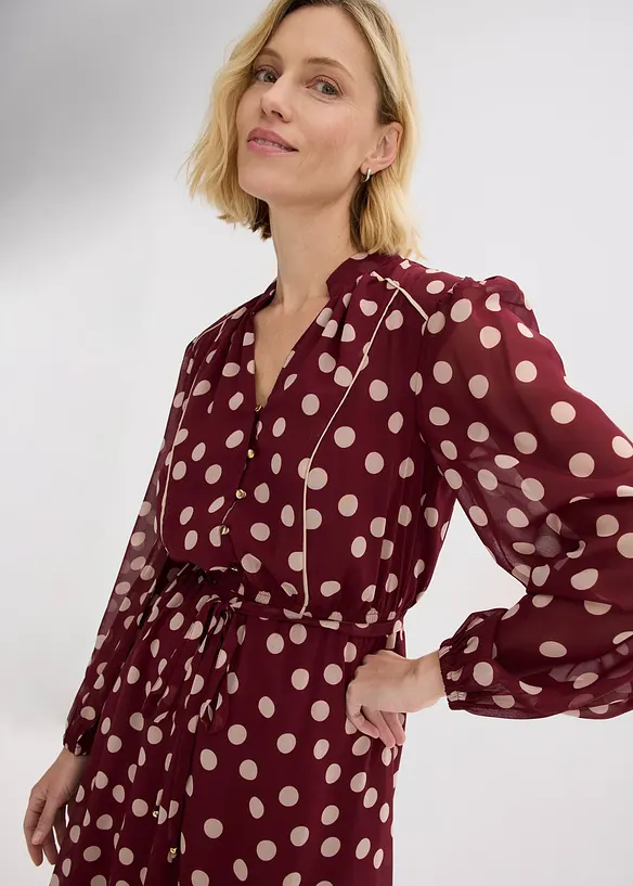 Robe en mousseline &agrave; passepoils contrastants, bonprix