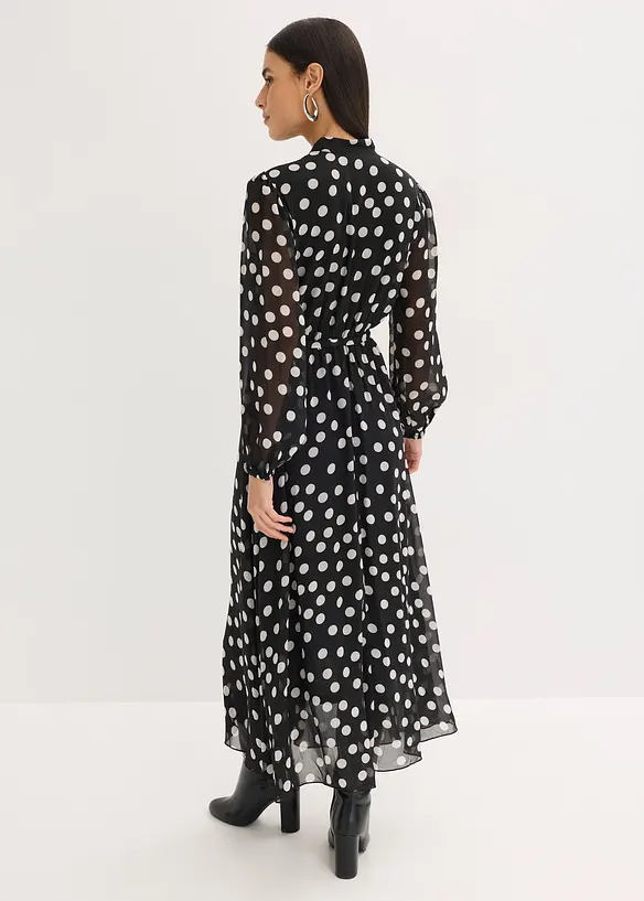 Robe en mousseline &agrave; passepoils contrastants, bonprix