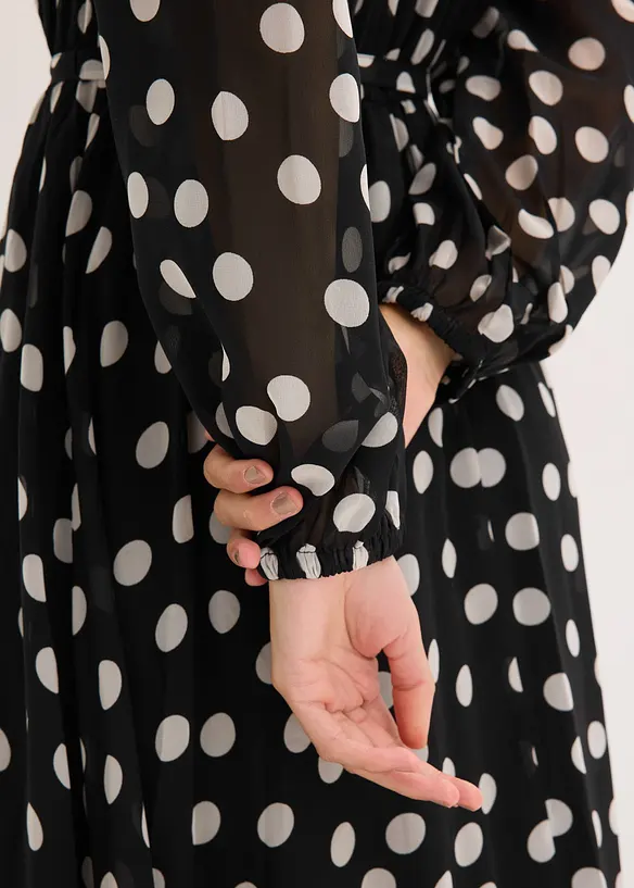 Robe en mousseline &agrave; passepoils contrastants, bonprix