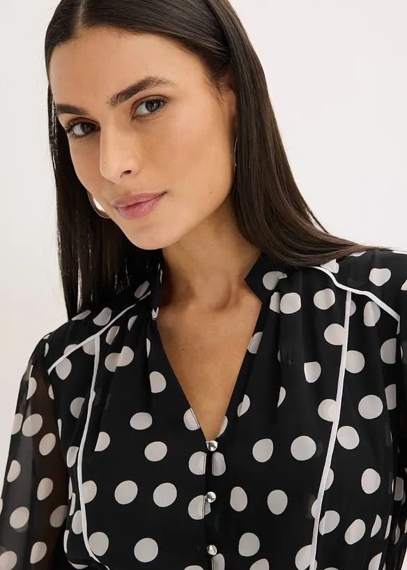 Robe en mousseline &agrave; passepoils contrastants, bonprix