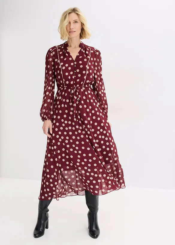 Robe en mousseline &agrave; passepoils contrastants, bonprix