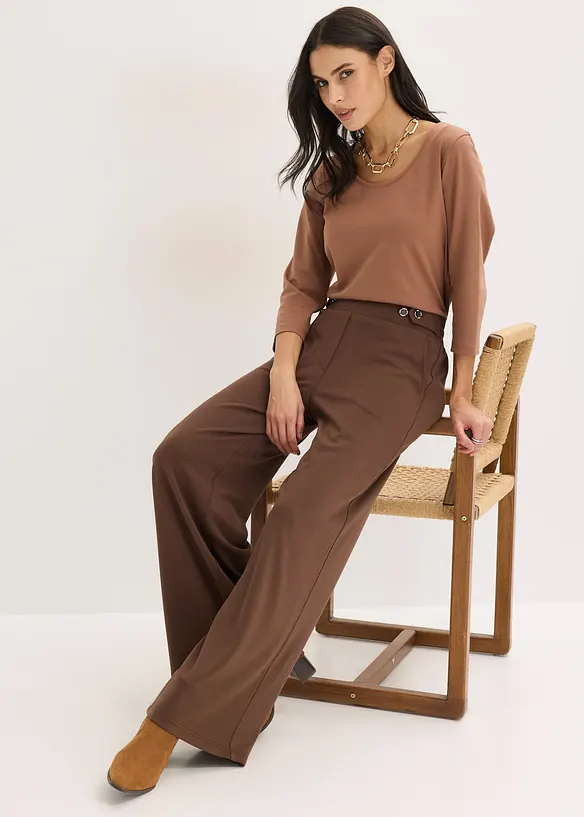 Pantalon en jersey &agrave; patte d&eacute;corative, bonprix