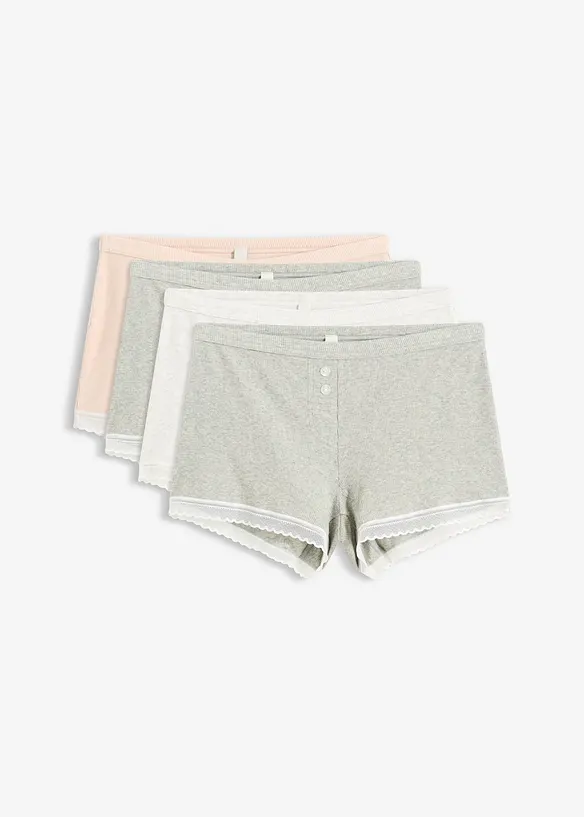 Lot de 4 boxers femme c&ocirc;tel&eacute;s avec dentelle, bonprix