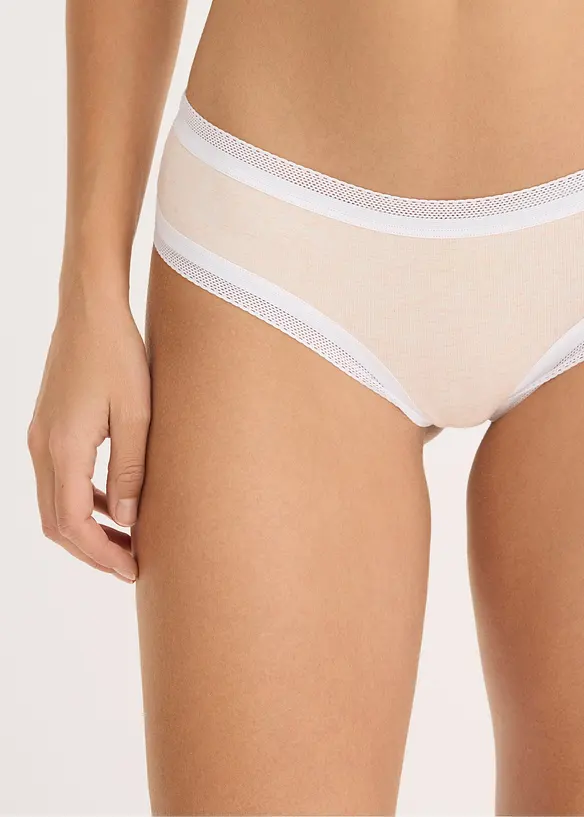 Lot de 4 slips br&eacute;siliens c&ocirc;tel&eacute;s avec dentelle, bonprix