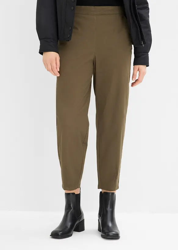 Pantalon &agrave; enfiler en coton &eacute;lastiqu&eacute;, bonprix
