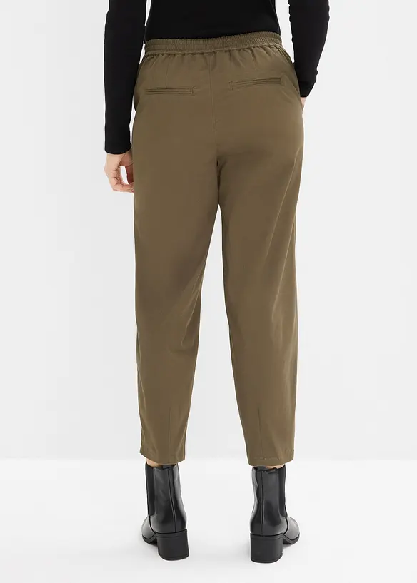 Pantalon &agrave; enfiler en coton &eacute;lastiqu&eacute;, bonprix