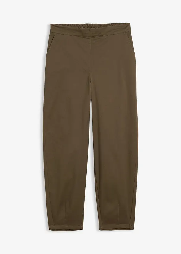 Pantalon &agrave; enfiler en coton &eacute;lastiqu&eacute;, bonprix