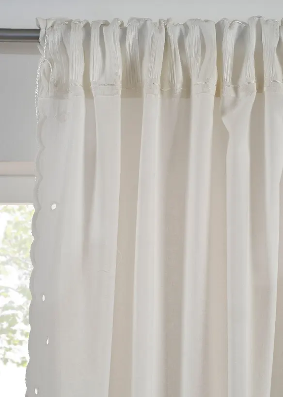 Rideau en coton &agrave; bordures brod&eacute;es (1&nbsp;pce), bonprix
