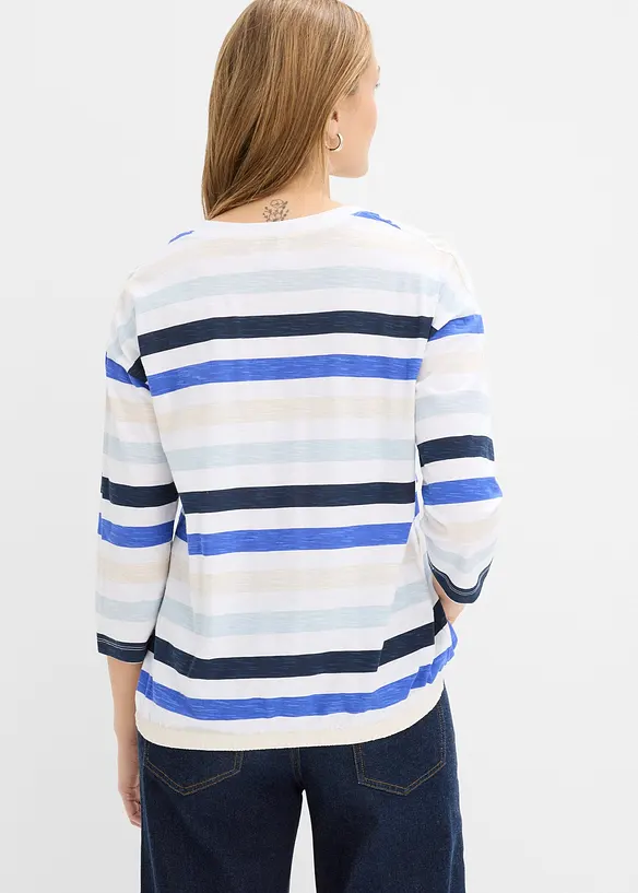 T-shirt en coton flamm&eacute;, manches 3/4, bonprix