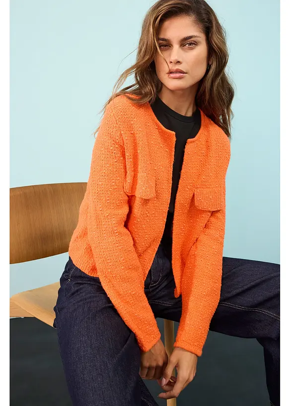 Gilet en maille bouclette fa&ccedil;on tweed, bonprix