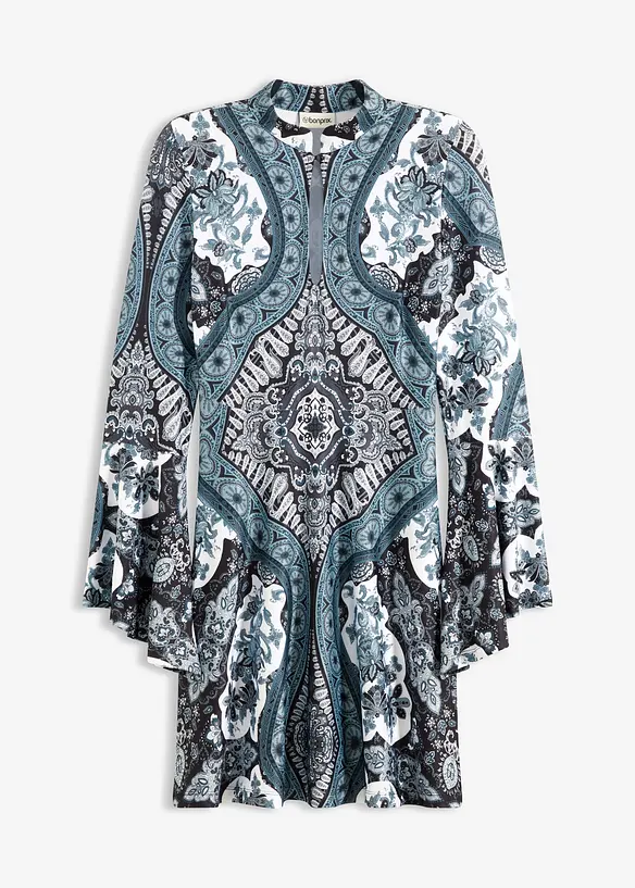 Robe en jersey avec col montant et manches volant&eacute;es, bonprix