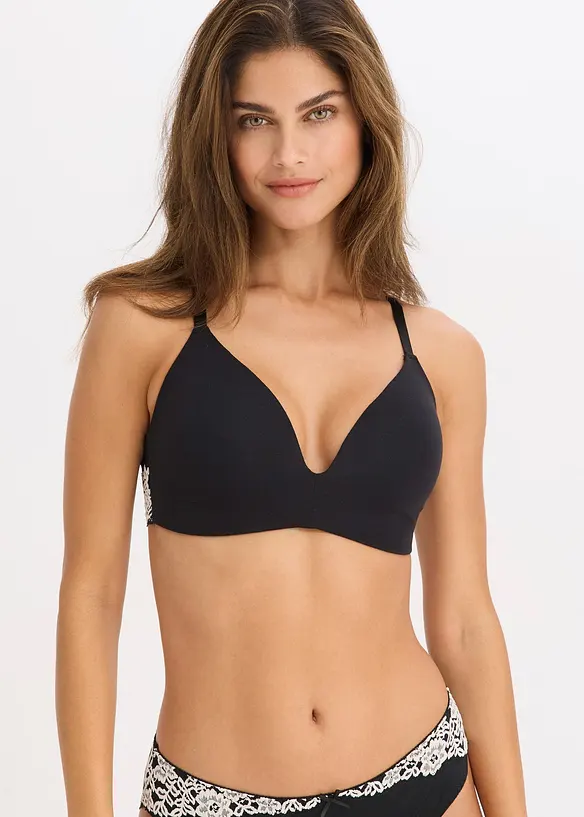 Soutien-gorge &agrave; coques sans armatures, coton et dentelle, bonprix
