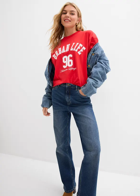 Jean ample et droit, taille haute, bonprix