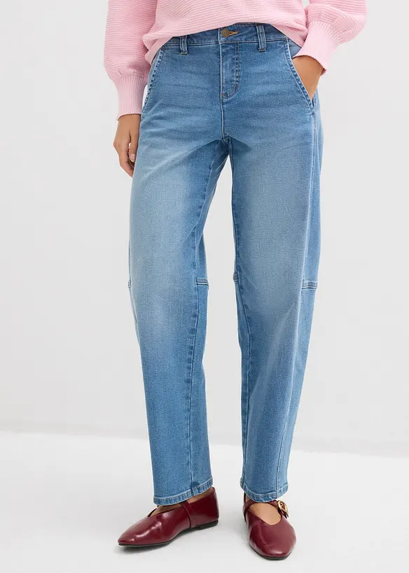 Jean barrel taille mi-haute, bonprix