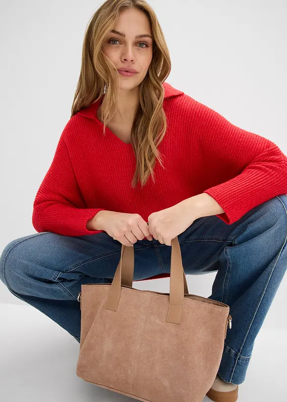 Pull oversize &agrave; col polo, bonprix