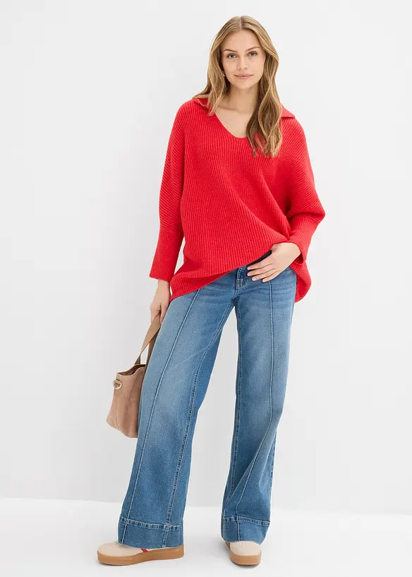 Pull oversize &agrave; col polo, bonprix