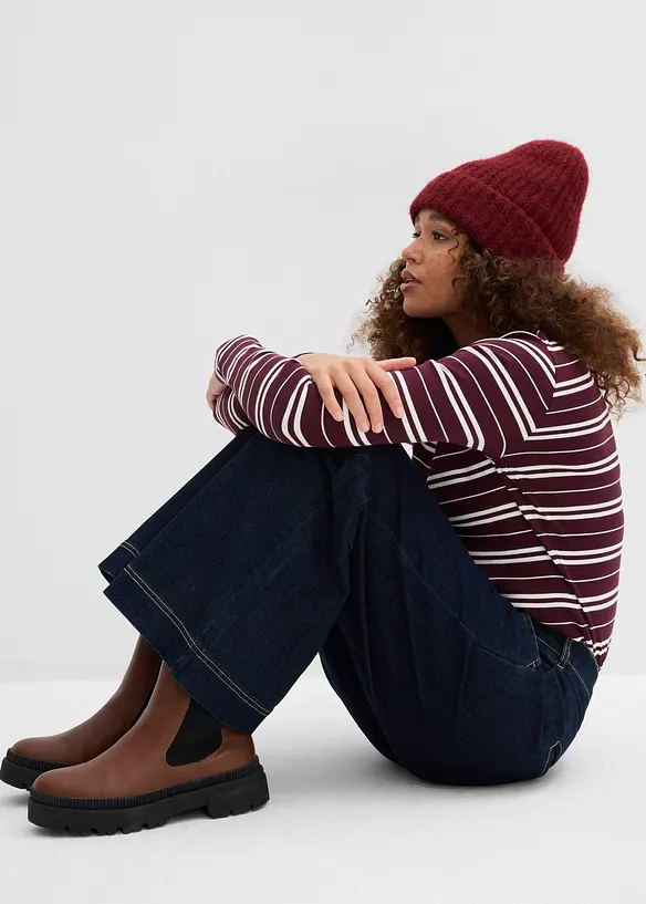 Jean large &agrave; taille haute &eacute;lastiqu&eacute;e, bonprix