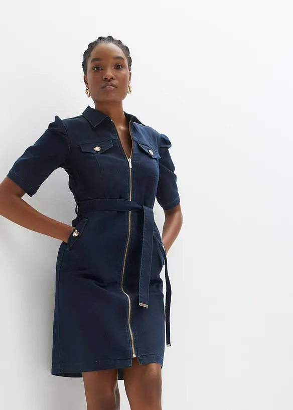 Robe en jean avec fermeture zipp&eacute;e, bonprix