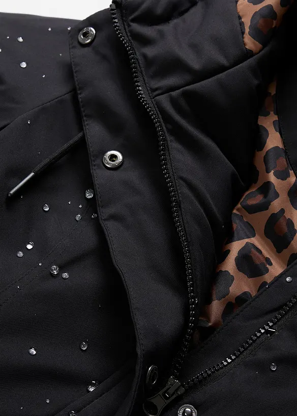 Manteau court d&eacute;perlant avec ceinture et doublure l&eacute;opard, bonprix