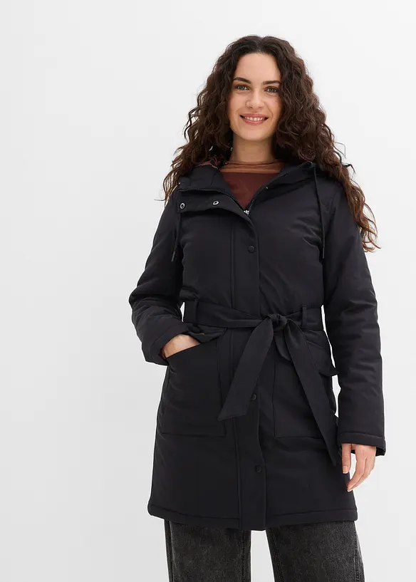 Manteau court d&eacute;perlant avec ceinture et doublure l&eacute;opard, bonprix