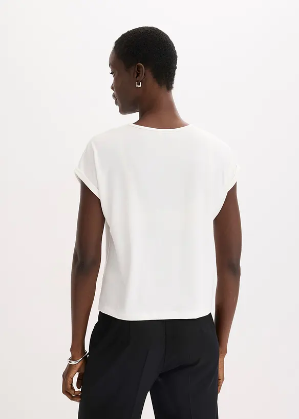 T-shirt en viscose m&eacute;lang&eacute;e &agrave; strass, bonprix