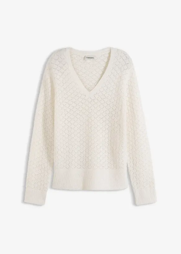 Pull ajour&eacute; avec fil peluche, bonprix