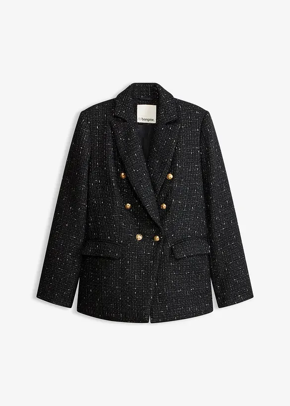 Blazer en maille bouclette &agrave; boutonnage double, bonprix