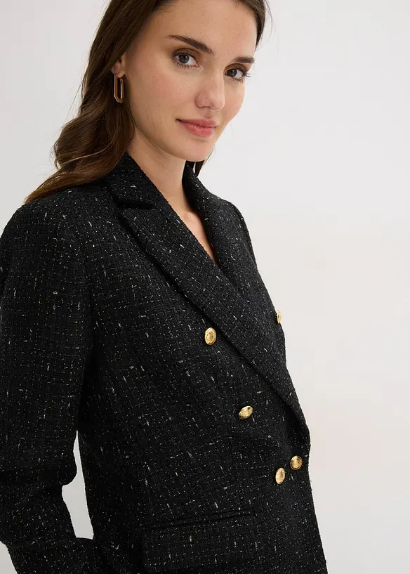 Blazer en maille bouclette &agrave; boutonnage double, bonprix